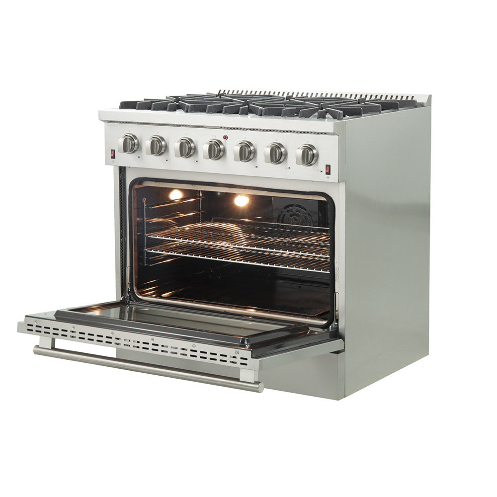 Forno FFSGS6244-36 36″ Galiano Gas Range with FORNO ALTA QUALITA Pro-Style Gas 6 Italian Burners 83,000 BTU All Stainless Steel