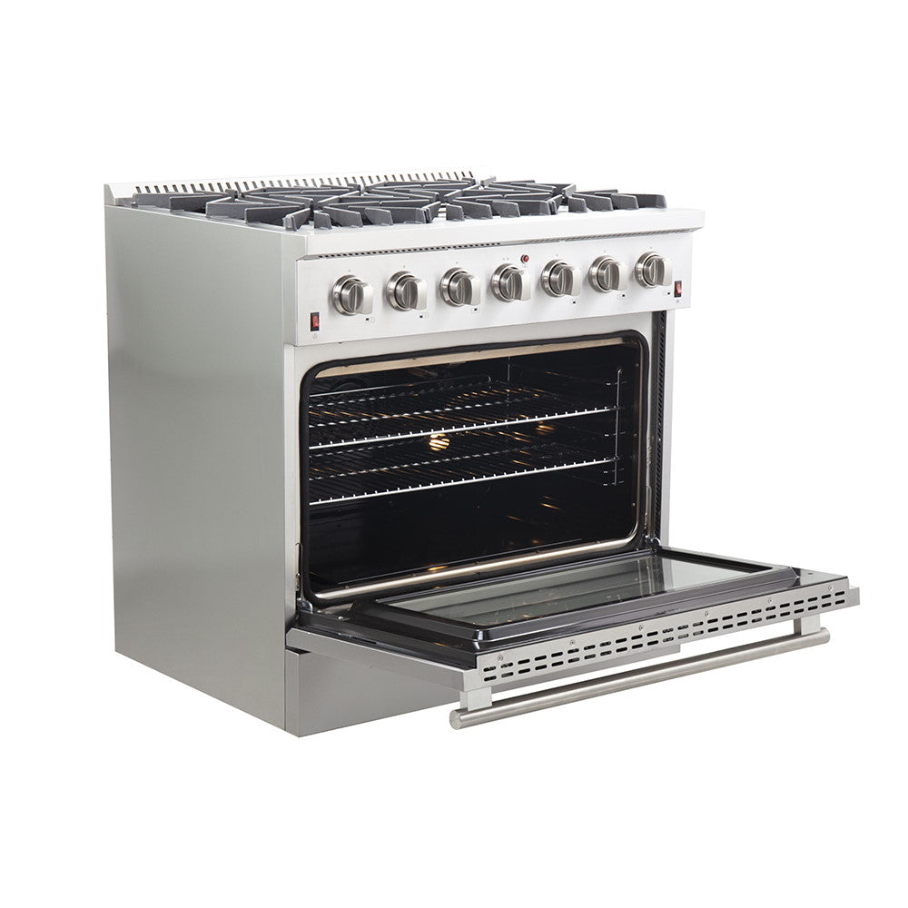Forno FFSGS6244-36 36″ Galiano Gas Range with FORNO ALTA QUALITA Pro-Style Gas 6 Italian Burners 83,000 BTU All Stainless Steel