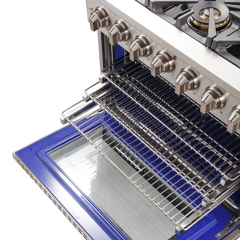 Forno FFSGS6260-36 36” Capriasca with FORNO ALTA QUALITA Pro-Style Gas 6 Italian Burners 120,000 BTU All 304 Stainless Steel