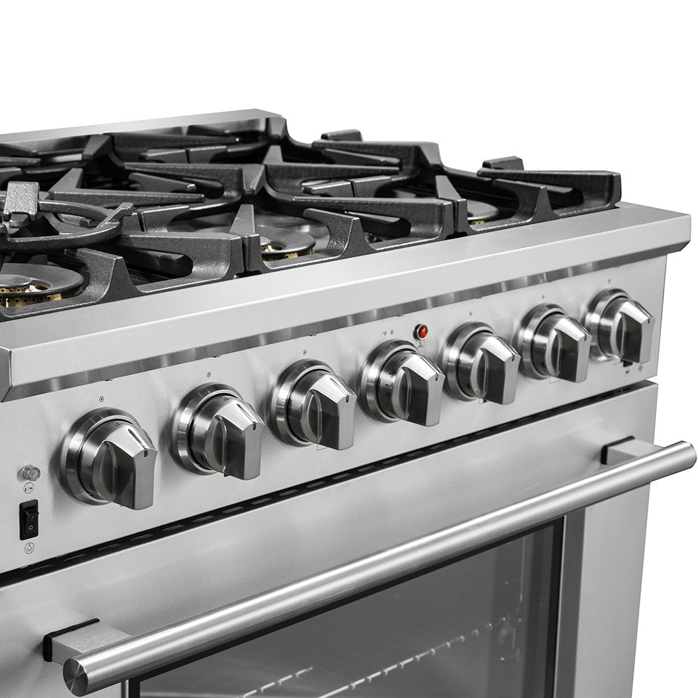 Forno FFSGS6260-36 36” Capriasca with FORNO ALTA QUALITA Pro-Style Gas 6 Italian Burners 120,000 BTU All 304 Stainless Steel
