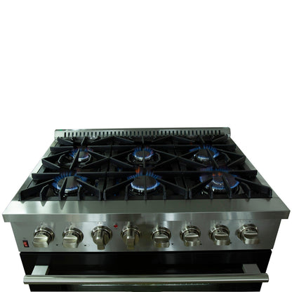 Forno FFSGS6156-36 36″ Galiano Gas Range with 240 Volt Electric Oven