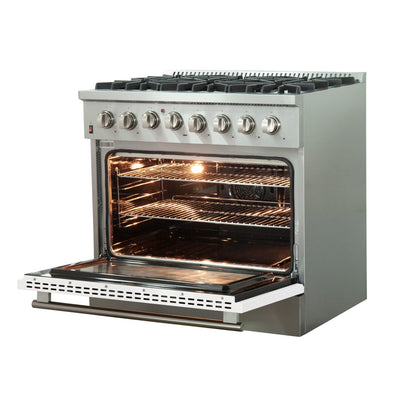 Forno FFSGS6156-36 36″ Galiano Gas Range with 240 Volt Electric Oven
