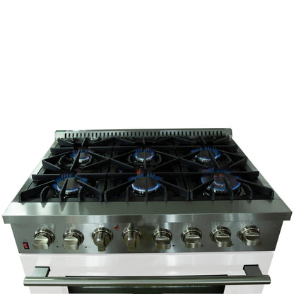 Forno FFSGS6156-36 36″ Galiano Gas Range with 240 Volt Electric Oven