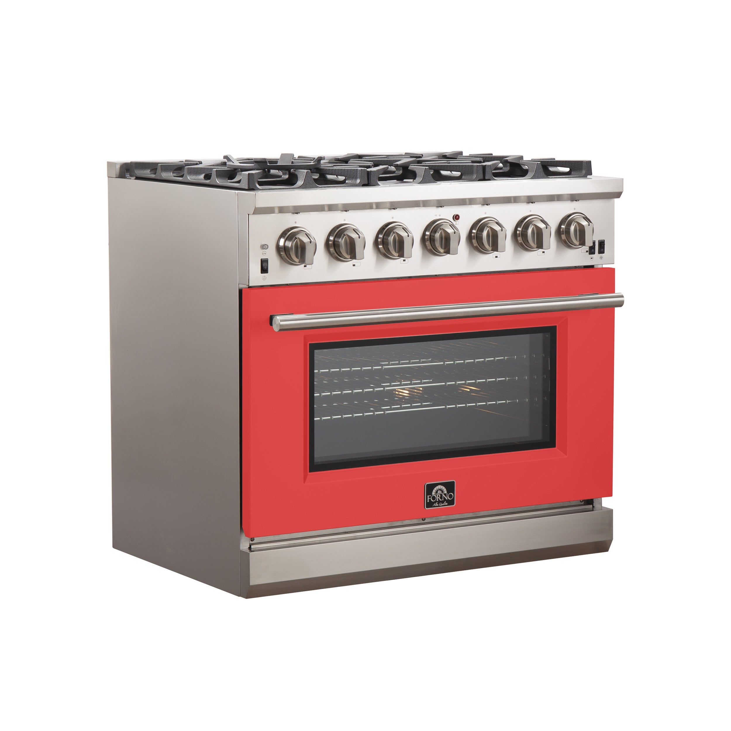 Forno FFSGS6260-36 36” Capriasca with FORNO ALTA QUALITA Pro-Style Gas 6 Italian Burners 120,000 BTU All 304 Stainless Steel