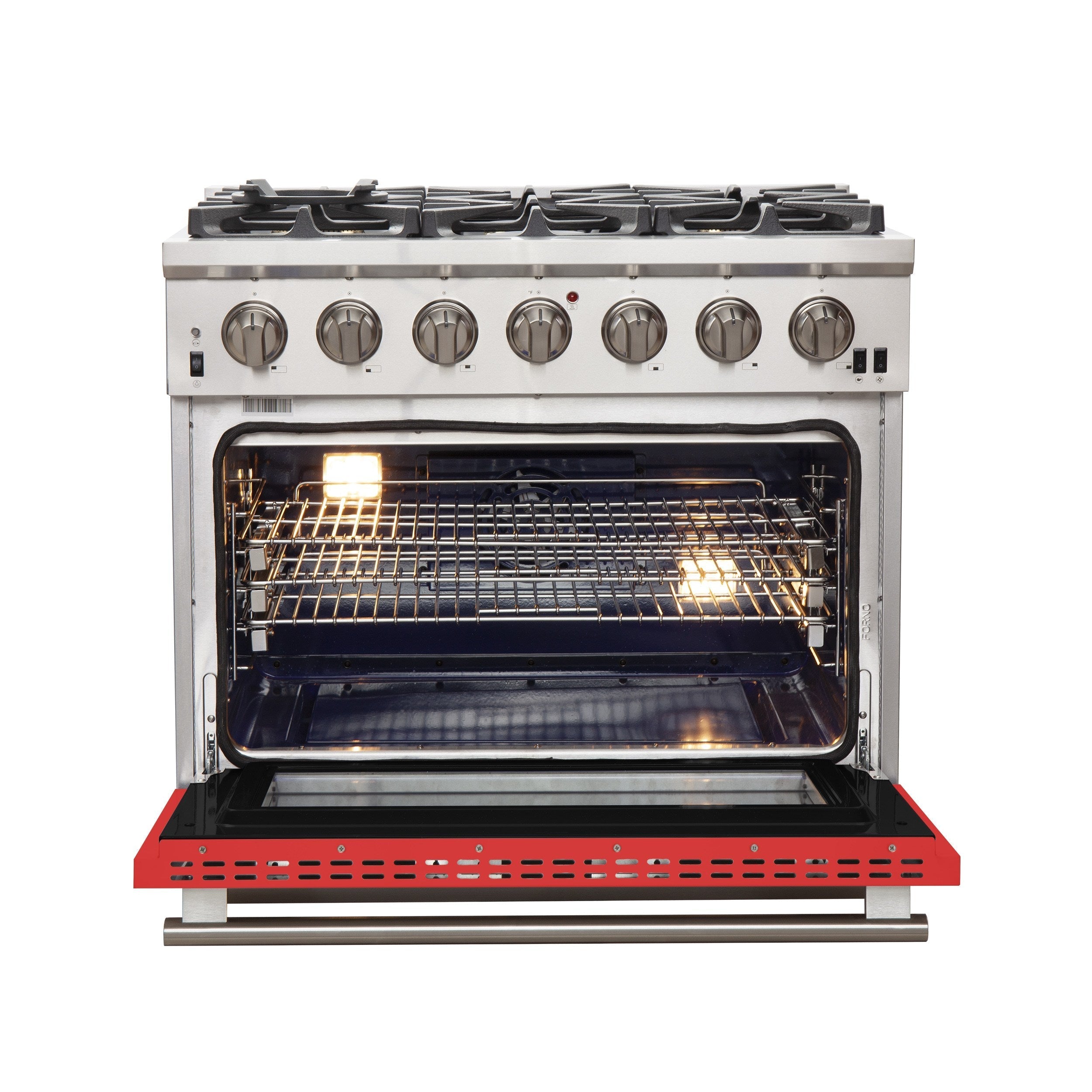 Forno FFSGS6260-36 36” Capriasca with FORNO ALTA QUALITA Pro-Style Gas 6 Italian Burners 120,000 BTU All 304 Stainless Steel