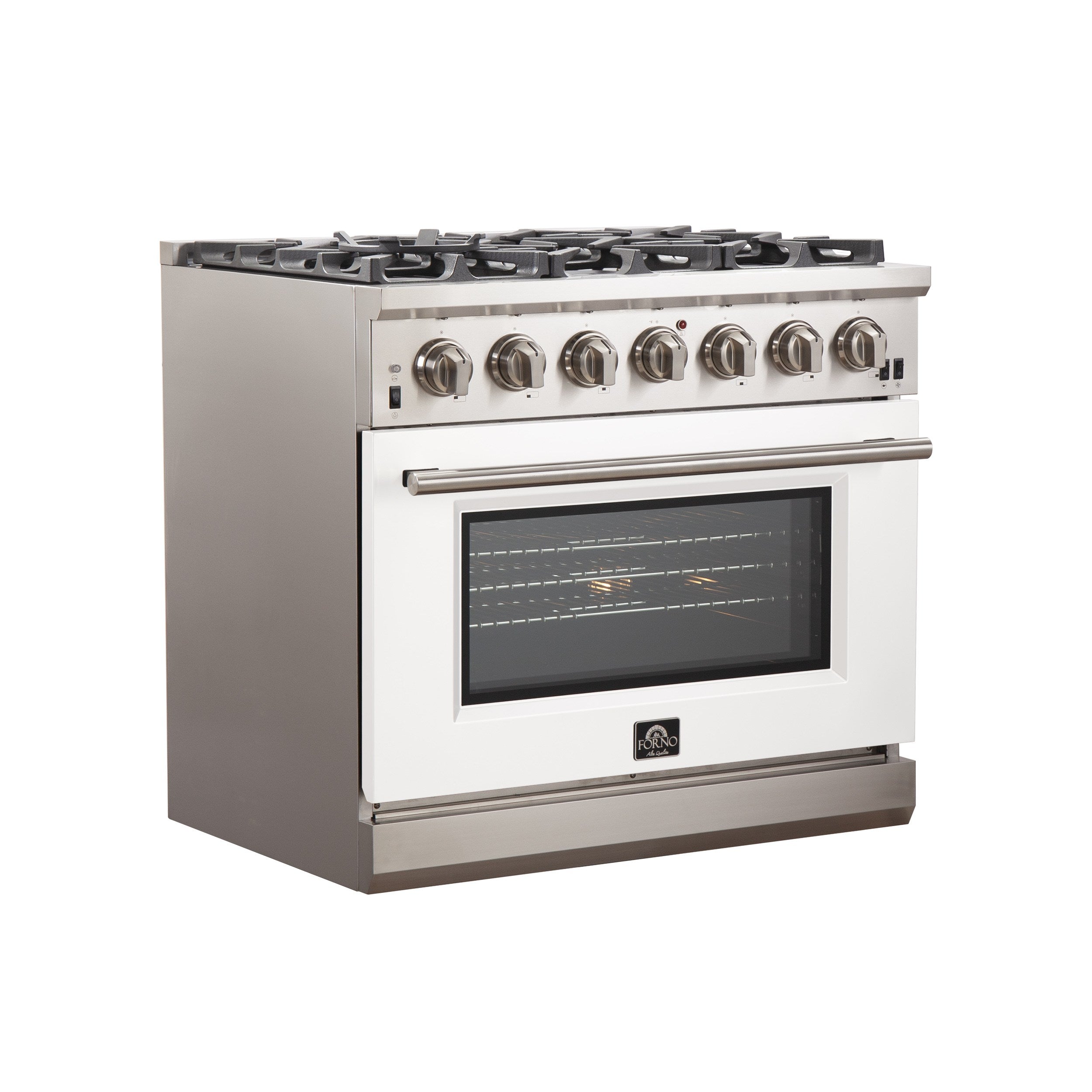Forno FFSGS6260-36 36” Capriasca with FORNO ALTA QUALITA Pro-Style Gas 6 Italian Burners 120,000 BTU All 304 Stainless Steel