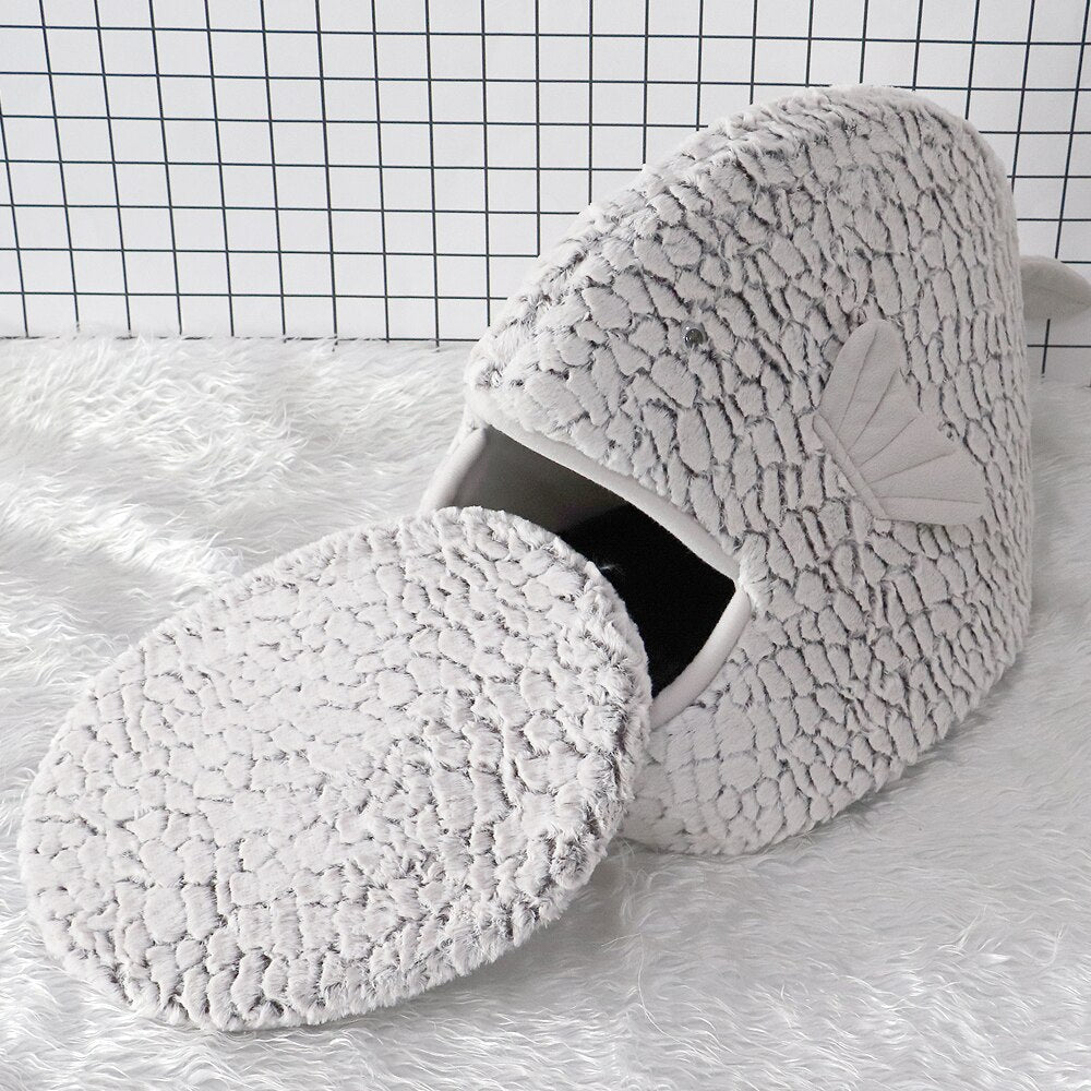 FISHIA - Lit d'Hiver pour Chat Design Poisson