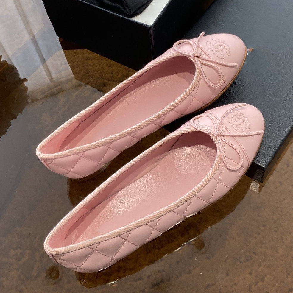 ballet flats pink quilted lambskin