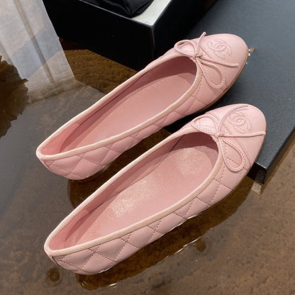 ballet flats pink quilted lambskin