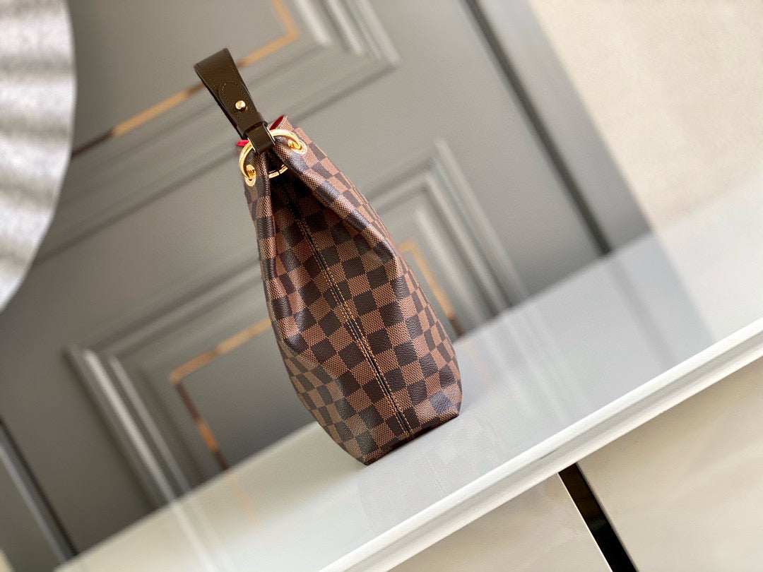 Gracefull MM 40cm hobo bag damier ebene canvas