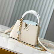 CAPUCINES MINI 21 CREAM CLOUD BLUE TAURILLON GOLD  HARDWARE