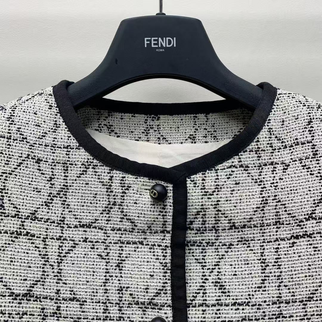 Dior Tweed Jacket Gray Black Cotton Polyester
