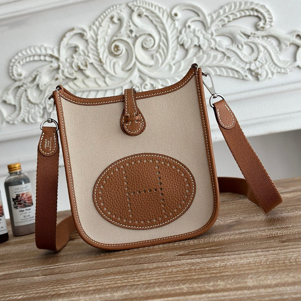 Evelyne Hermes Bags 17 Brown Beige Wax Thread and Cowhide
