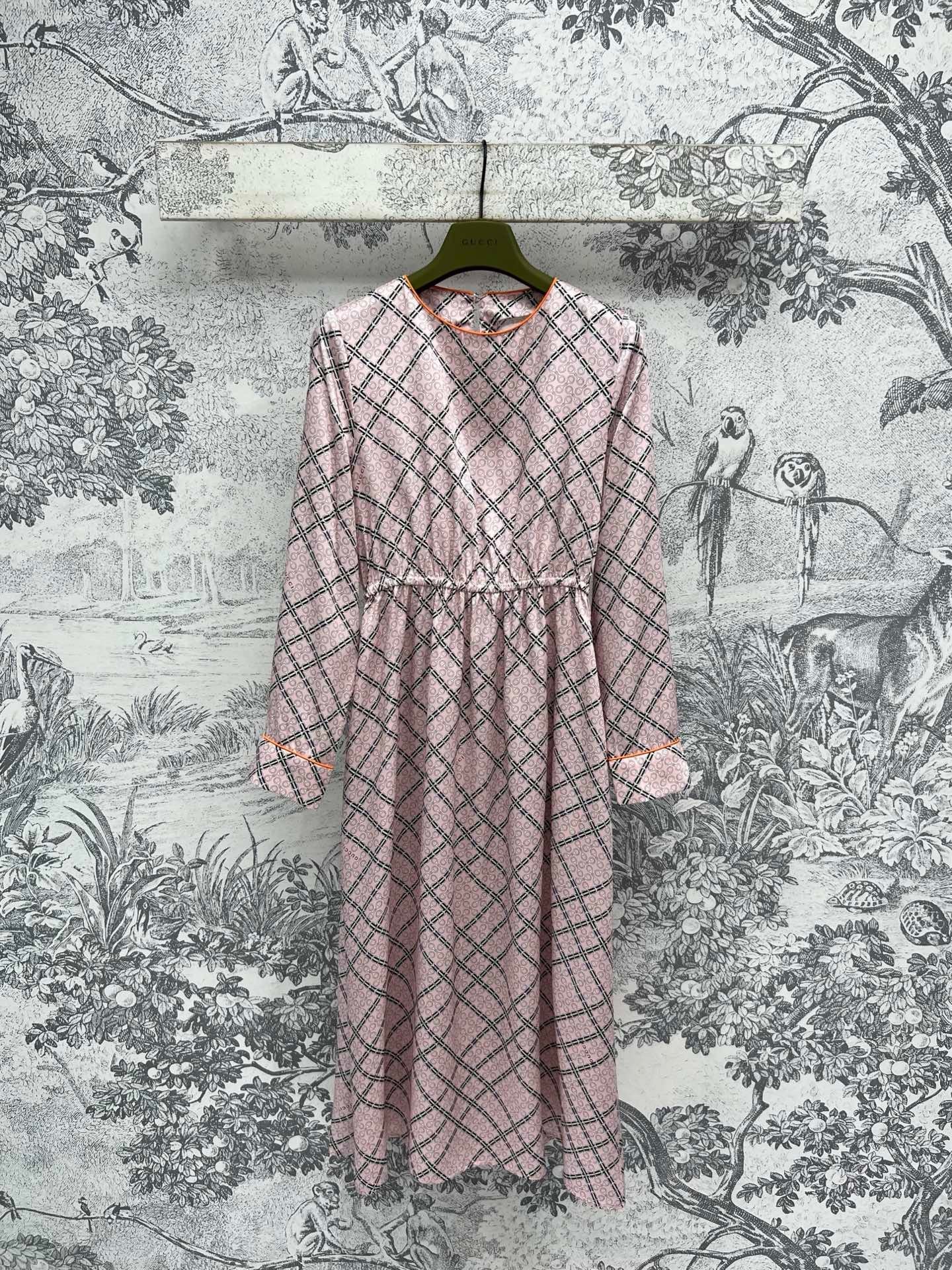 GC Printed Silk Dress Pink Ready To Wear