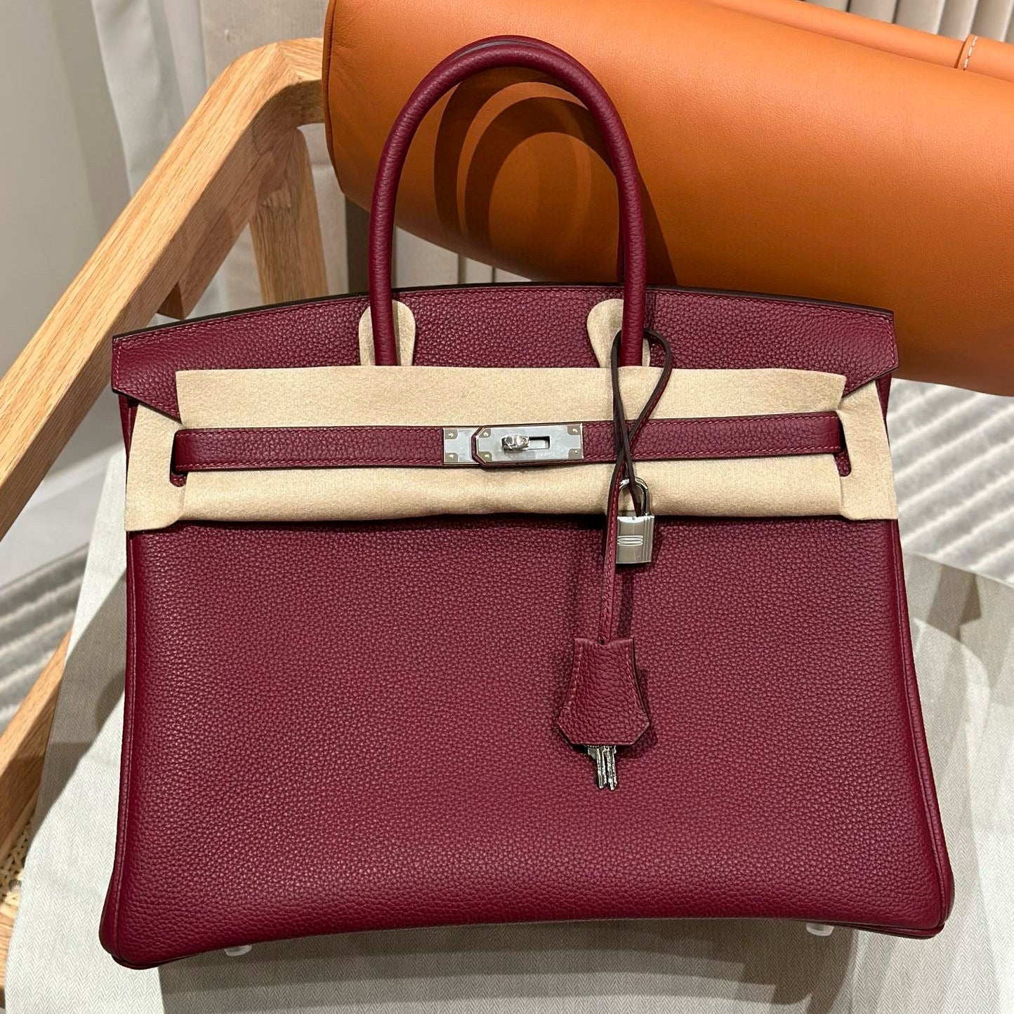 HM BIRKIN 30CM BURGUNDY TOGO LEATHER SILVER  HARDWARE