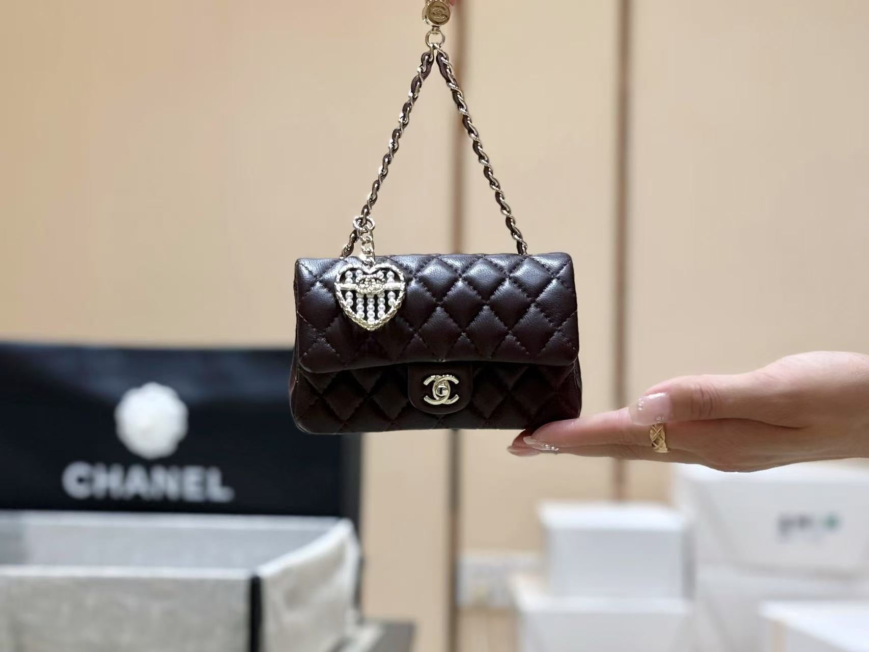 Chanel Mini Bag Wine Red Sheepskin