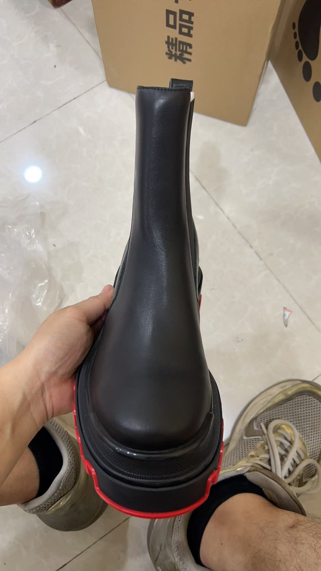 Christian Louboutin Marchacroche Dune Boots Black Red Calfskin