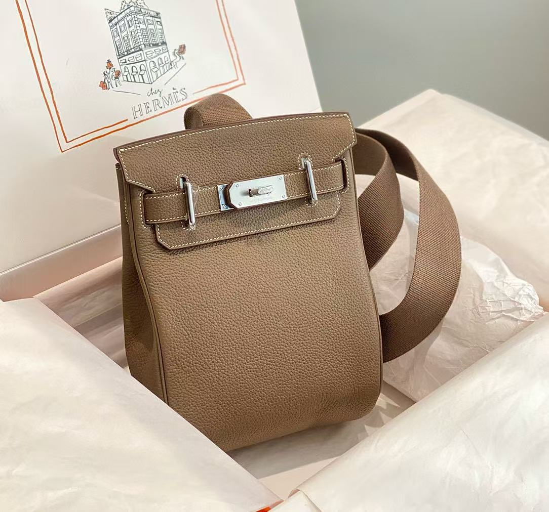 HM Hac a Dos GM Backpack Etoupe Togo Calfskin
