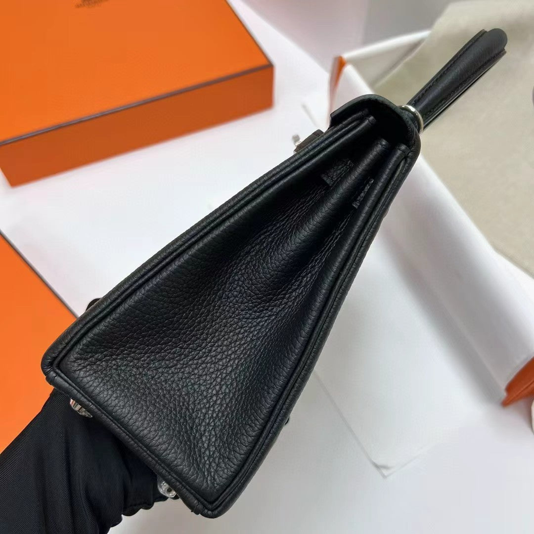 hm kelly 32cm black togo leather silver hardware