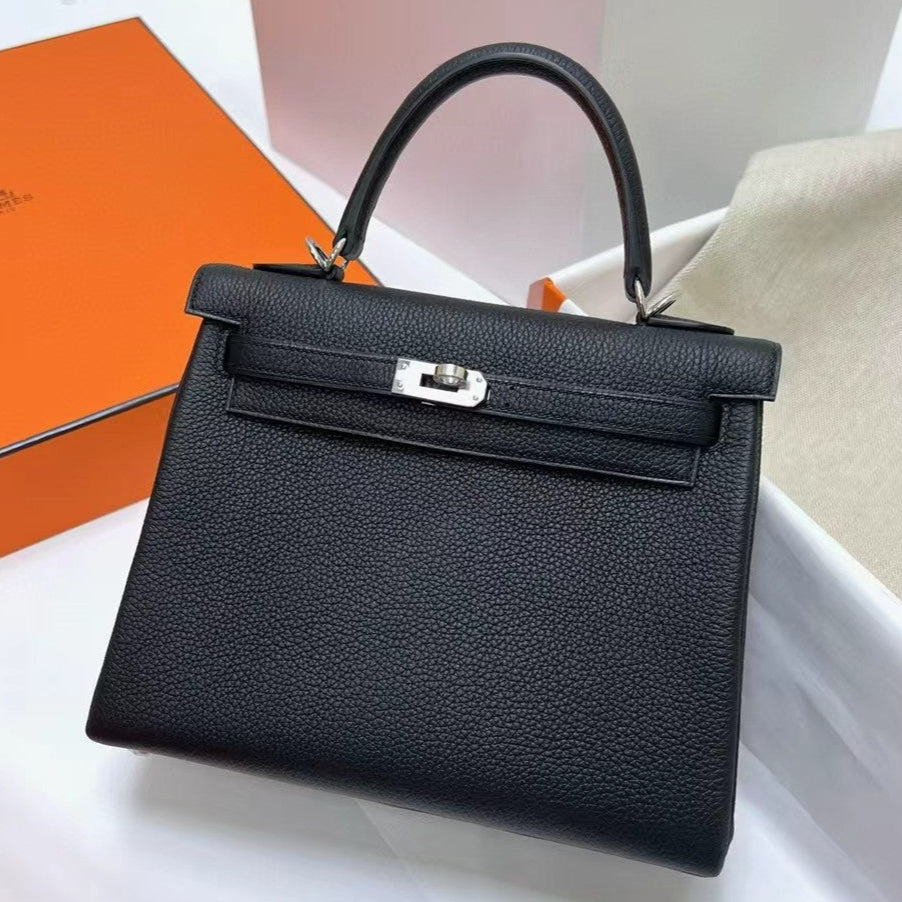 hm kelly 32cm black togo leather silver hardware