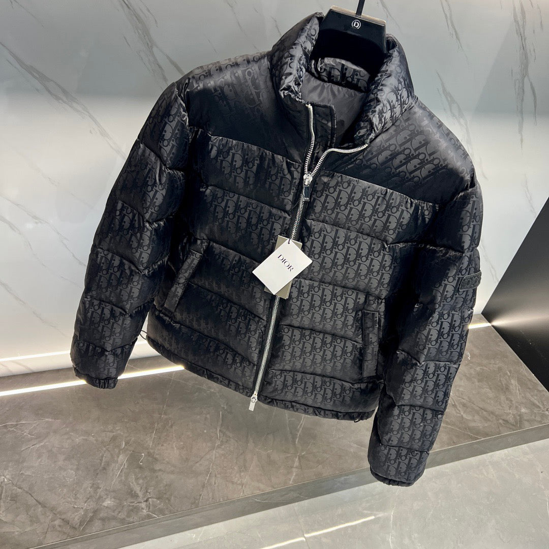 Dior Oblique Down Jacket Black Jacquard Fabric