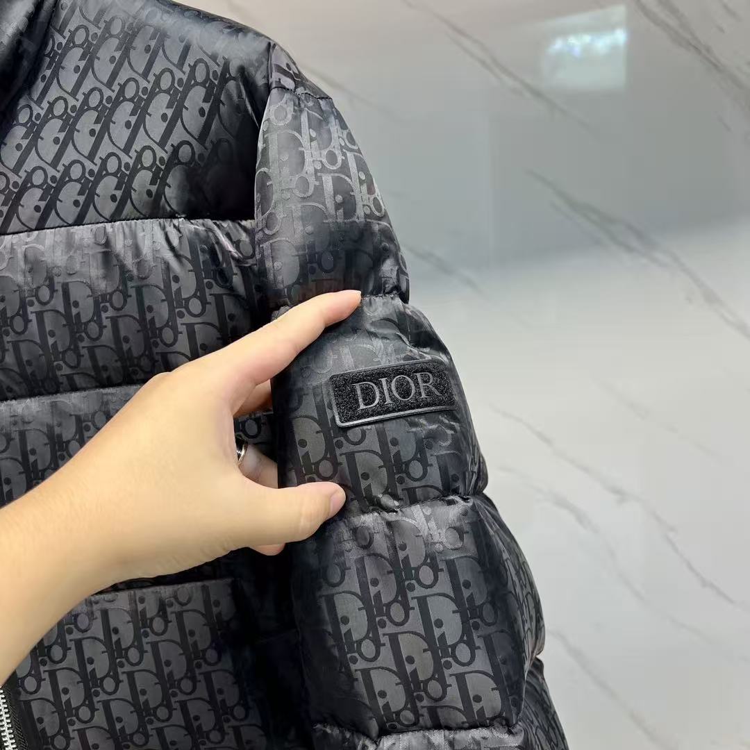 Dior Oblique Down Jacket Black Jacquard Fabric
