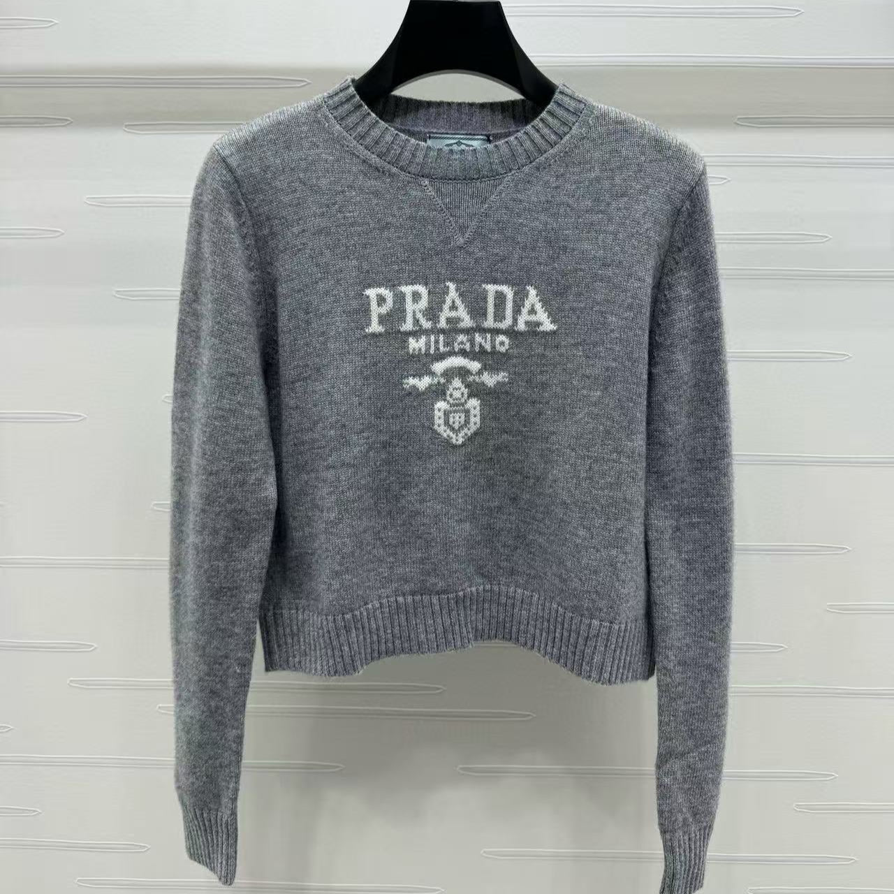 Prada Sweater Gray White Wool
