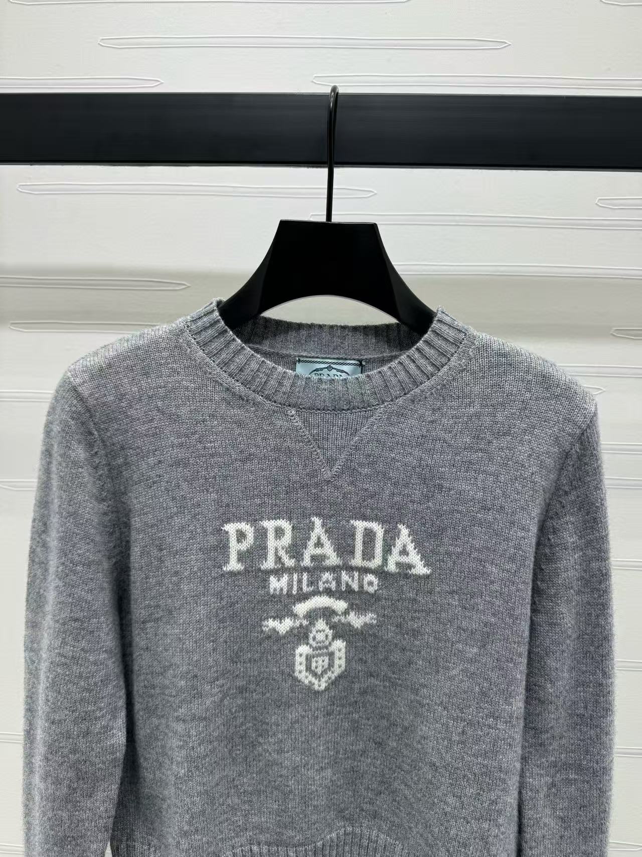 Prada Sweater Gray White Wool