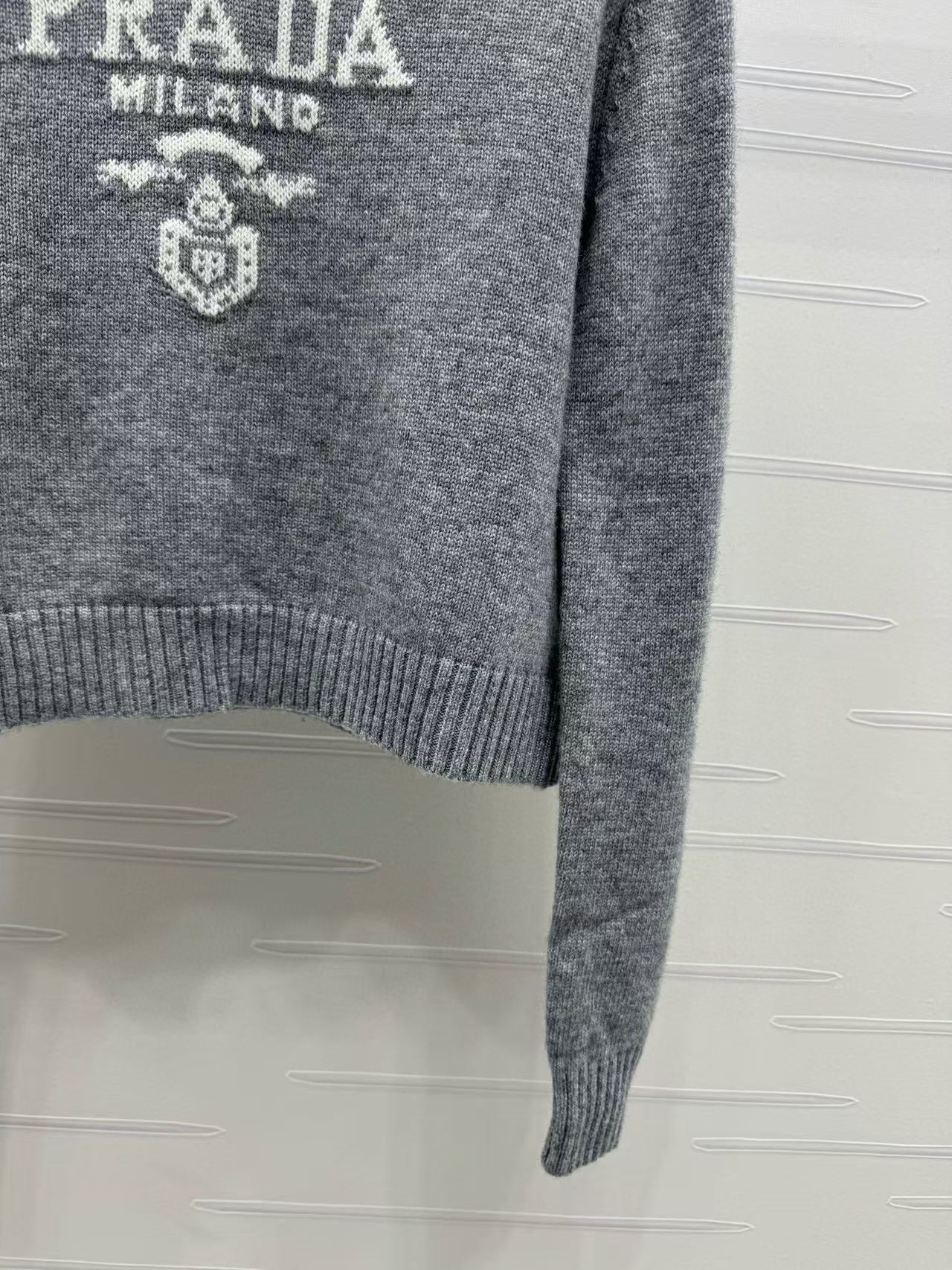 Prada Sweater Gray White Wool