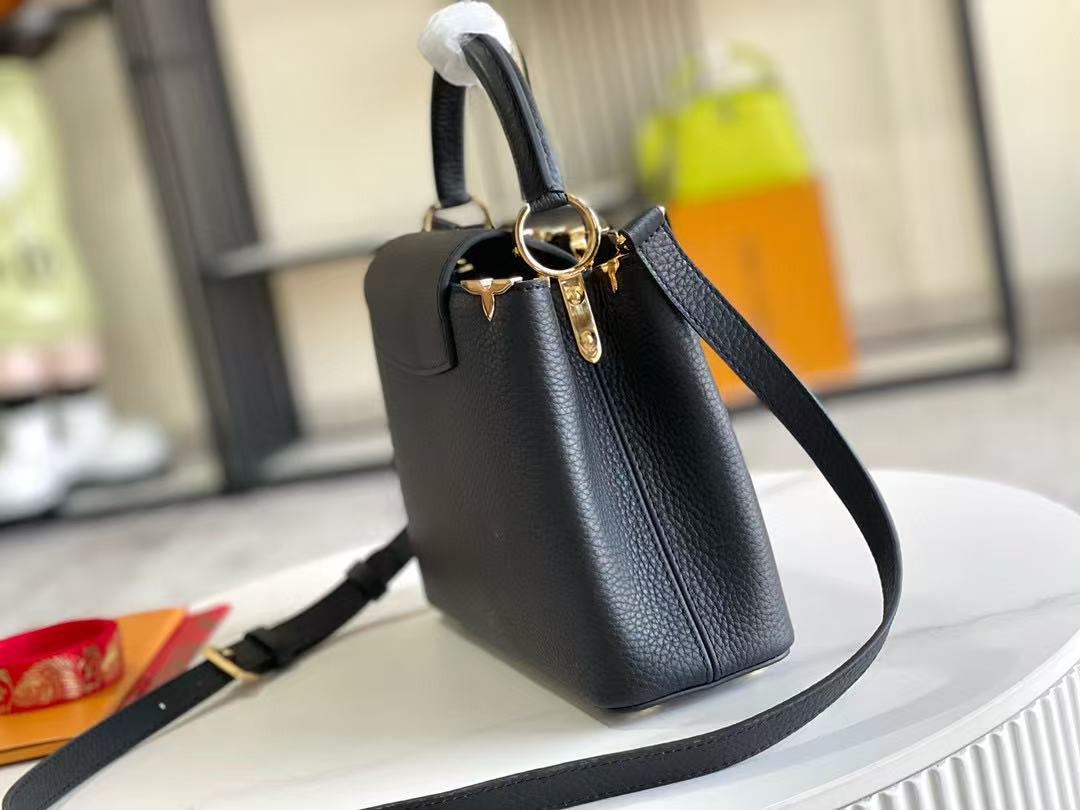 LV Capucines Hanbag Black Gold Cowhide