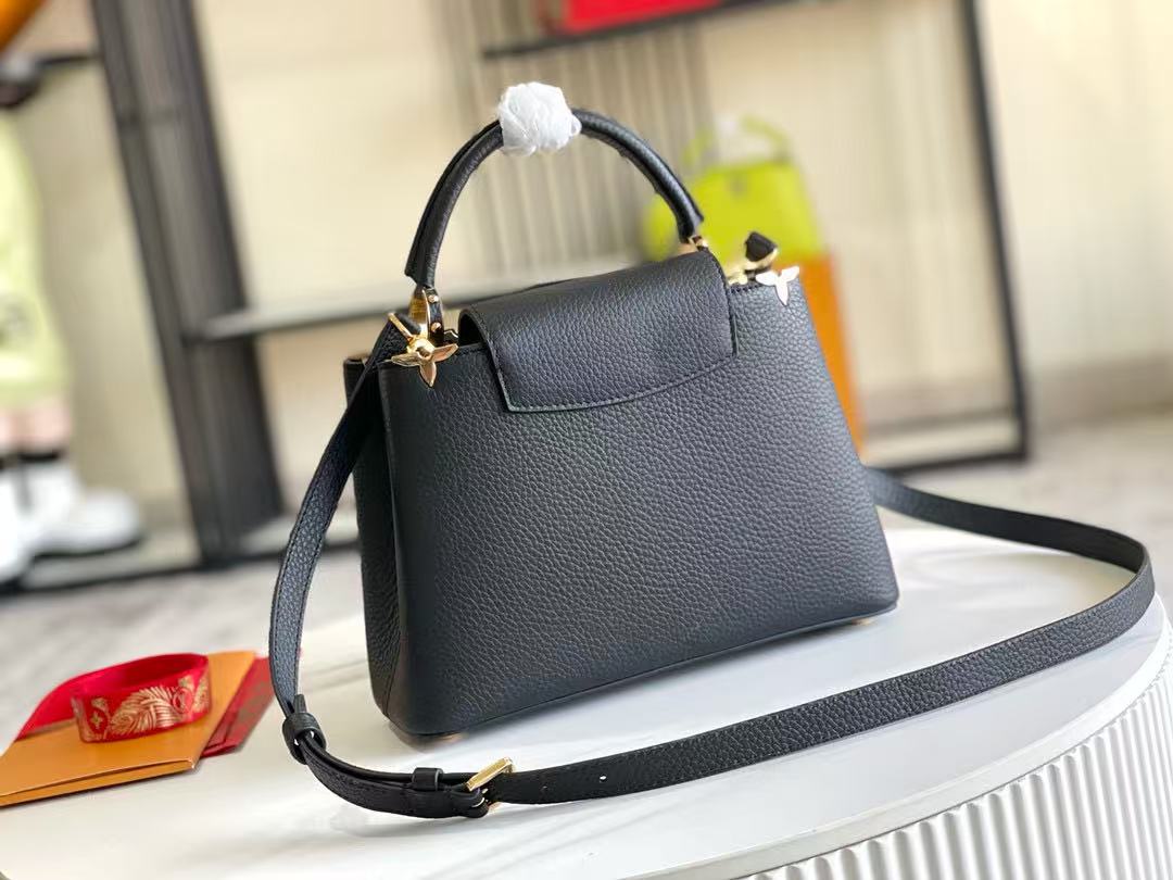 LV Capucines Hanbag Black Gold Cowhide