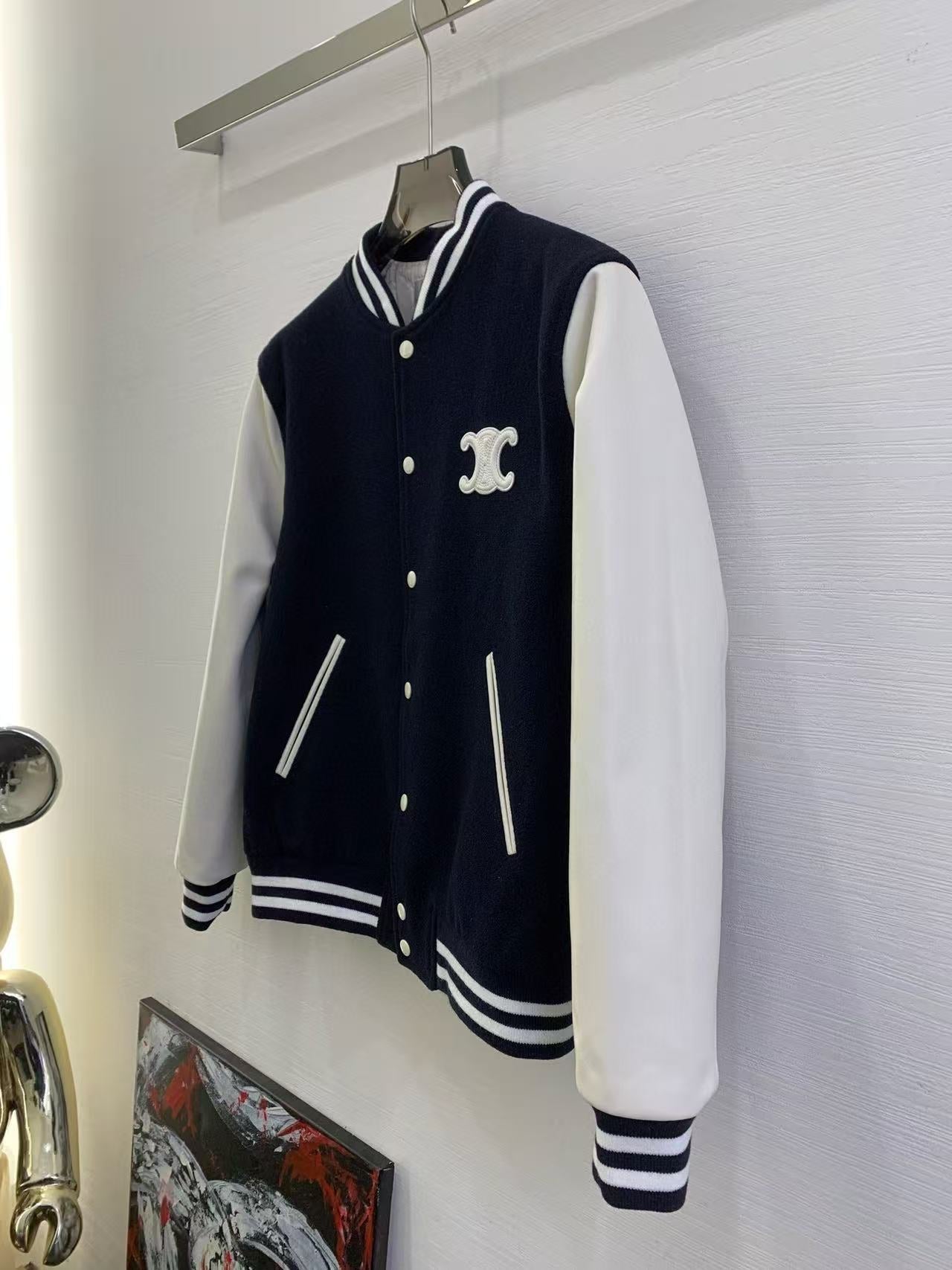 Celine 25 Jacket Blue White Wool