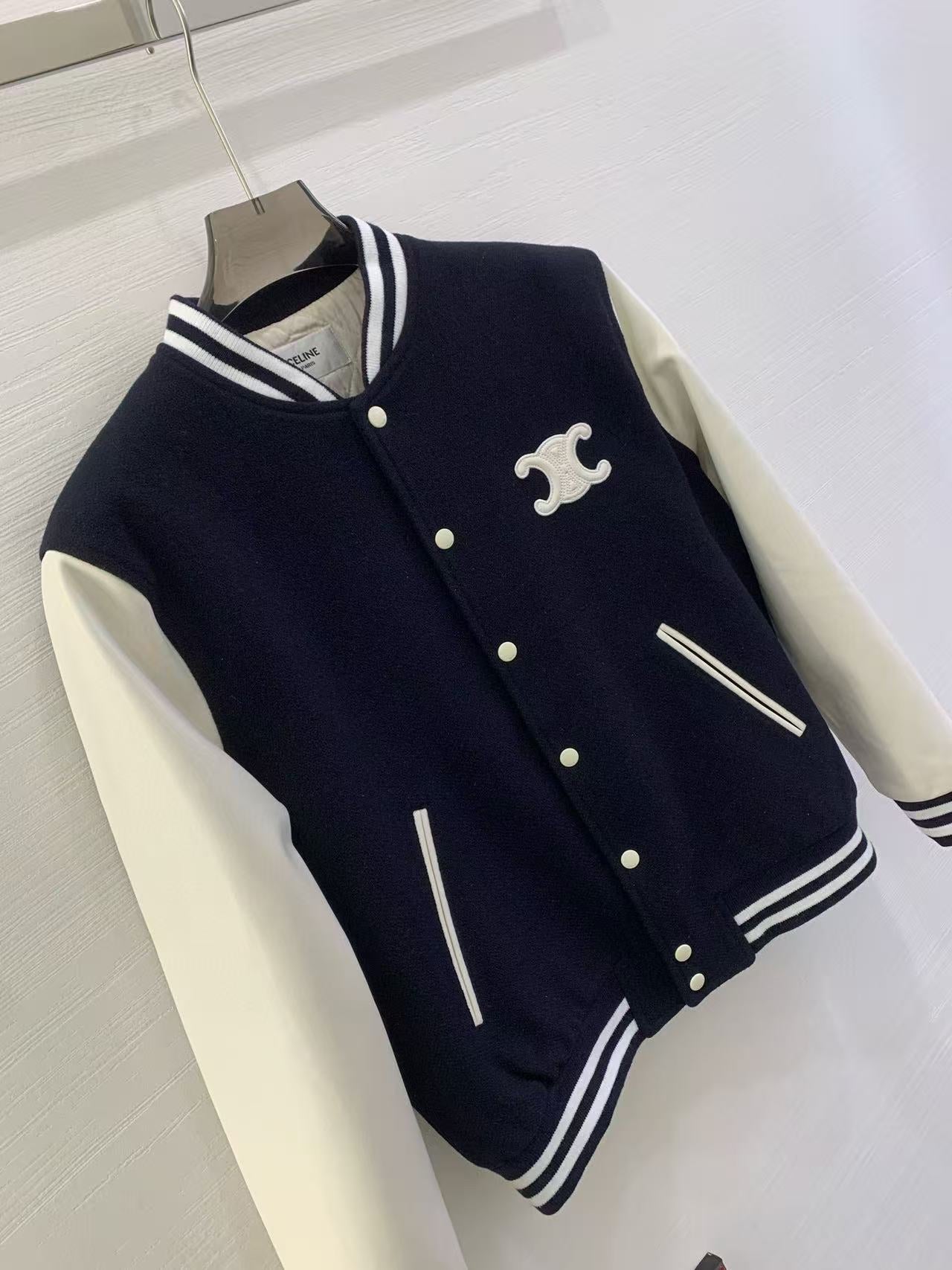 Celine 25 Jacket Blue White Wool