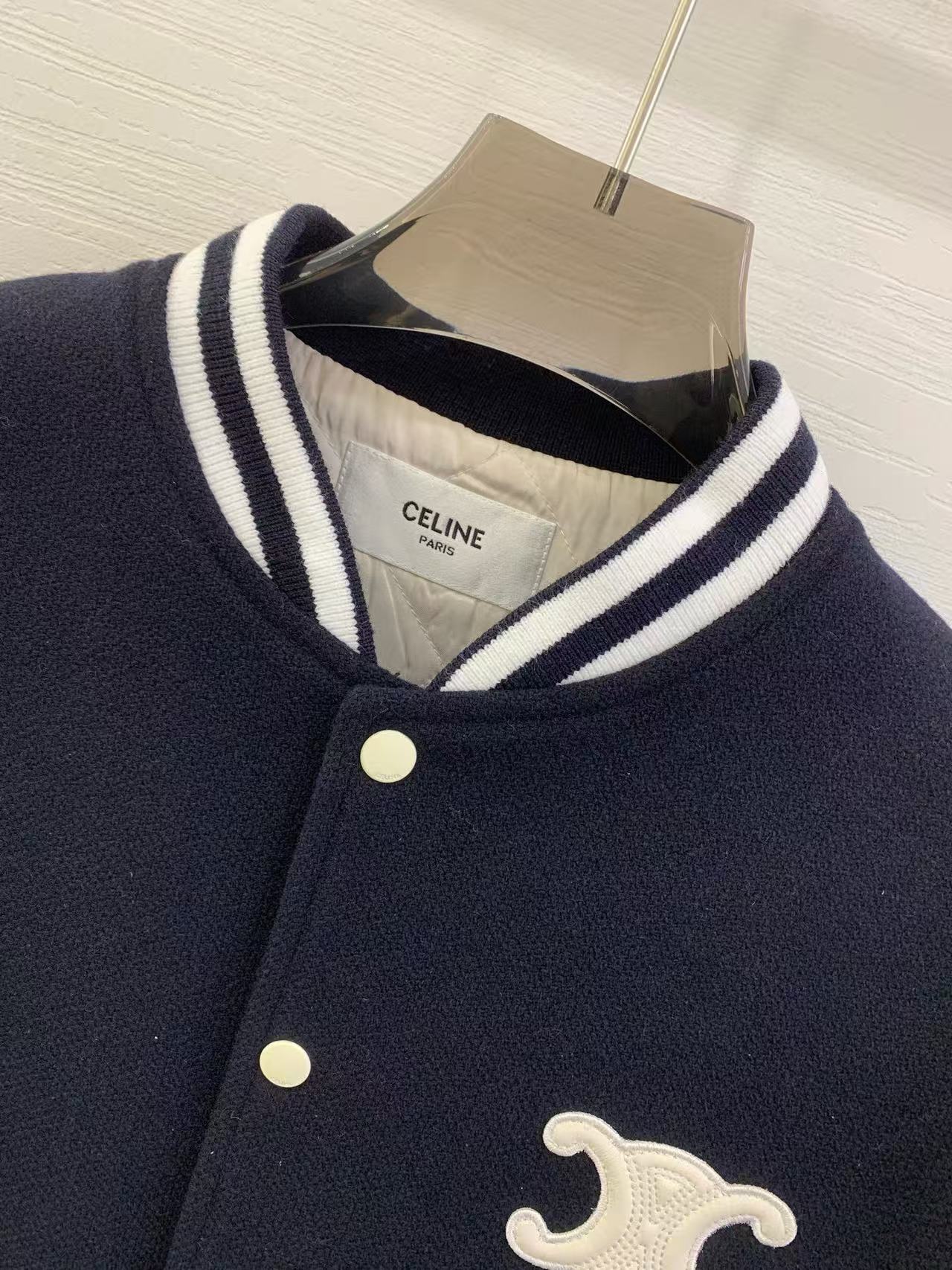 Celine 25 Jacket Blue White Wool