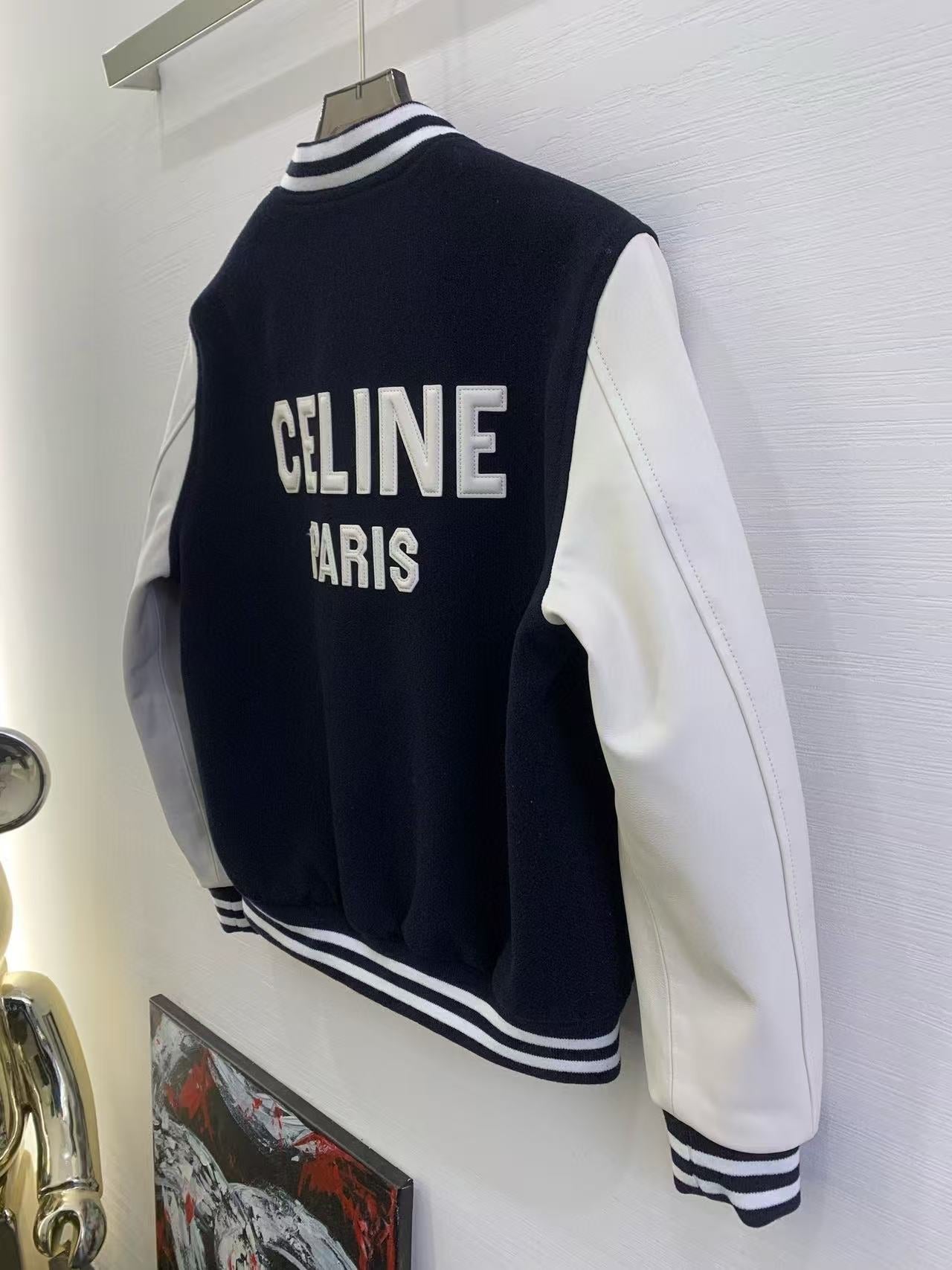 Celine 25 Jacket Blue White Wool