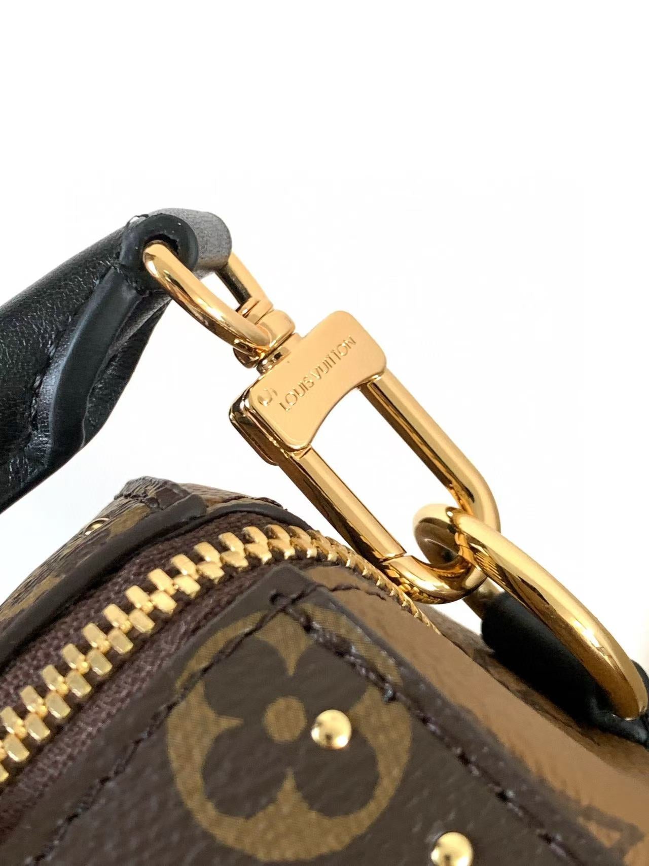 LV Speedy Trunk Bag Black Brown Cowhide Canvas