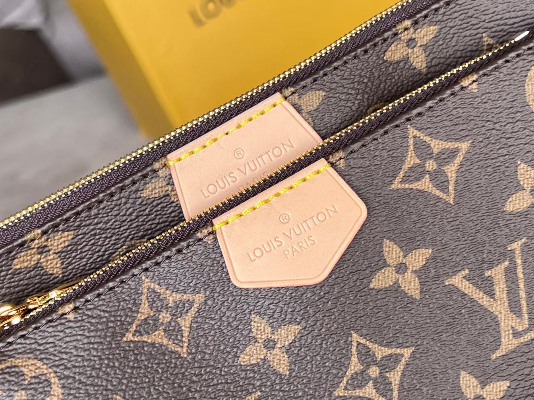 LV Multi Pochette Accessoires Bag Brown Green Canvas Leather