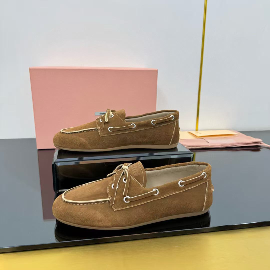Miumiu Loafer Brown Suede Leather 250598