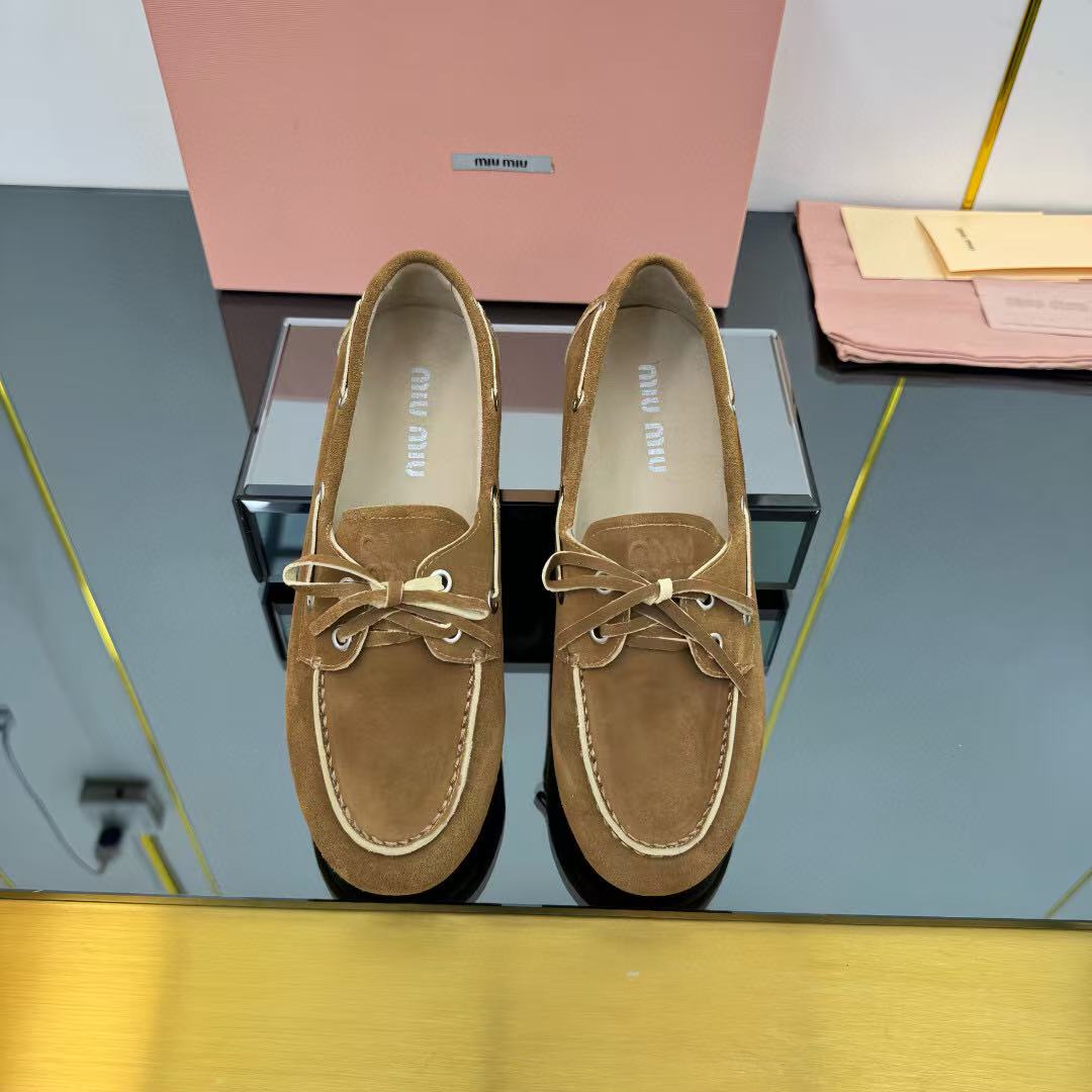 Miumiu Loafer Brown Suede Leather 250598