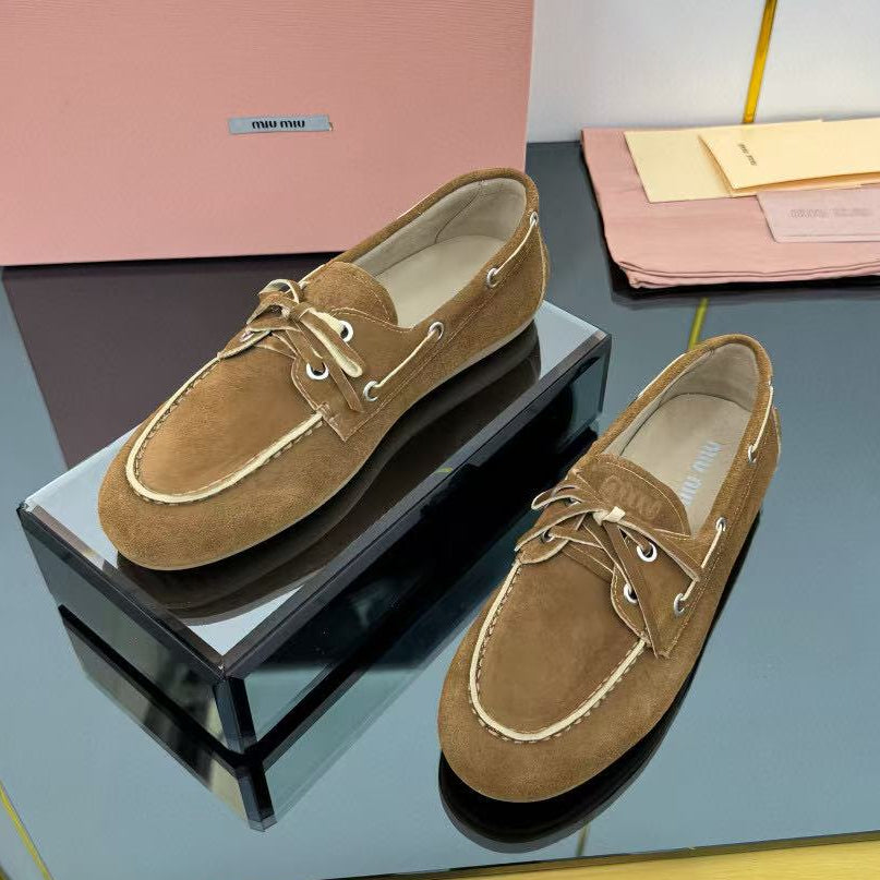 Miumiu Loafer Brown Suede Leather 250598