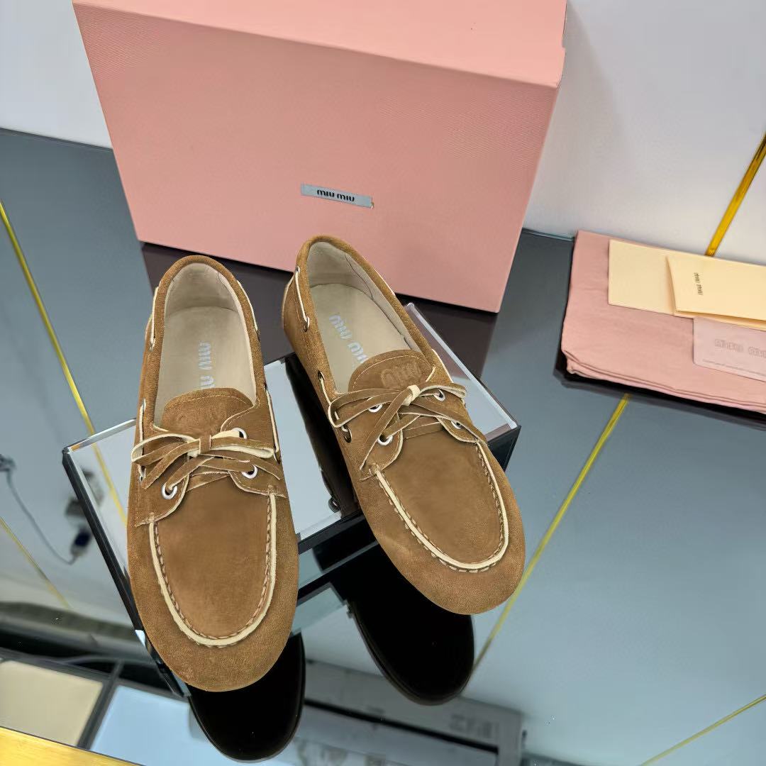 Miumiu Loafer Brown Suede Leather 250598