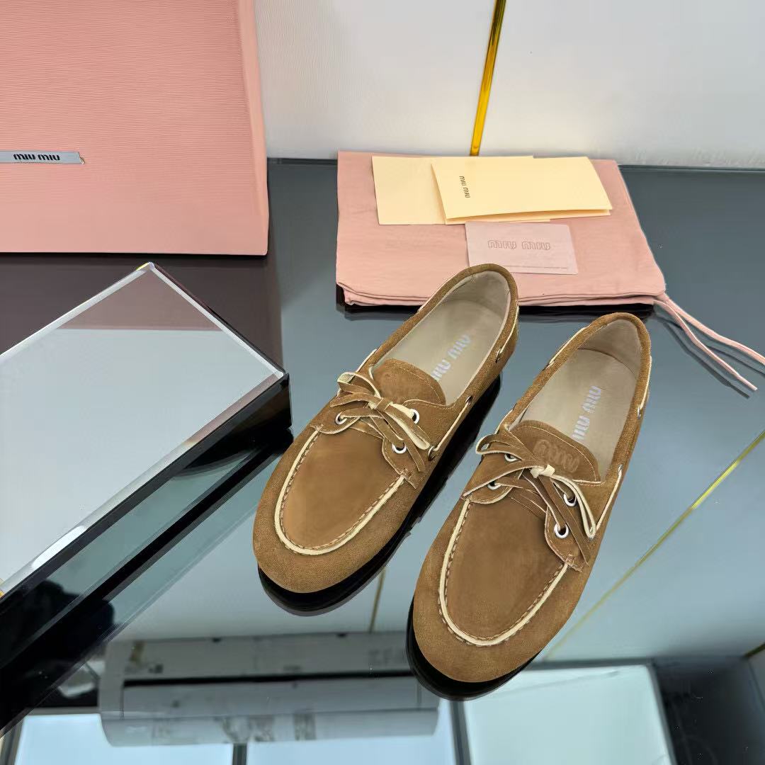 Miumiu Loafer Brown Suede Leather 250598