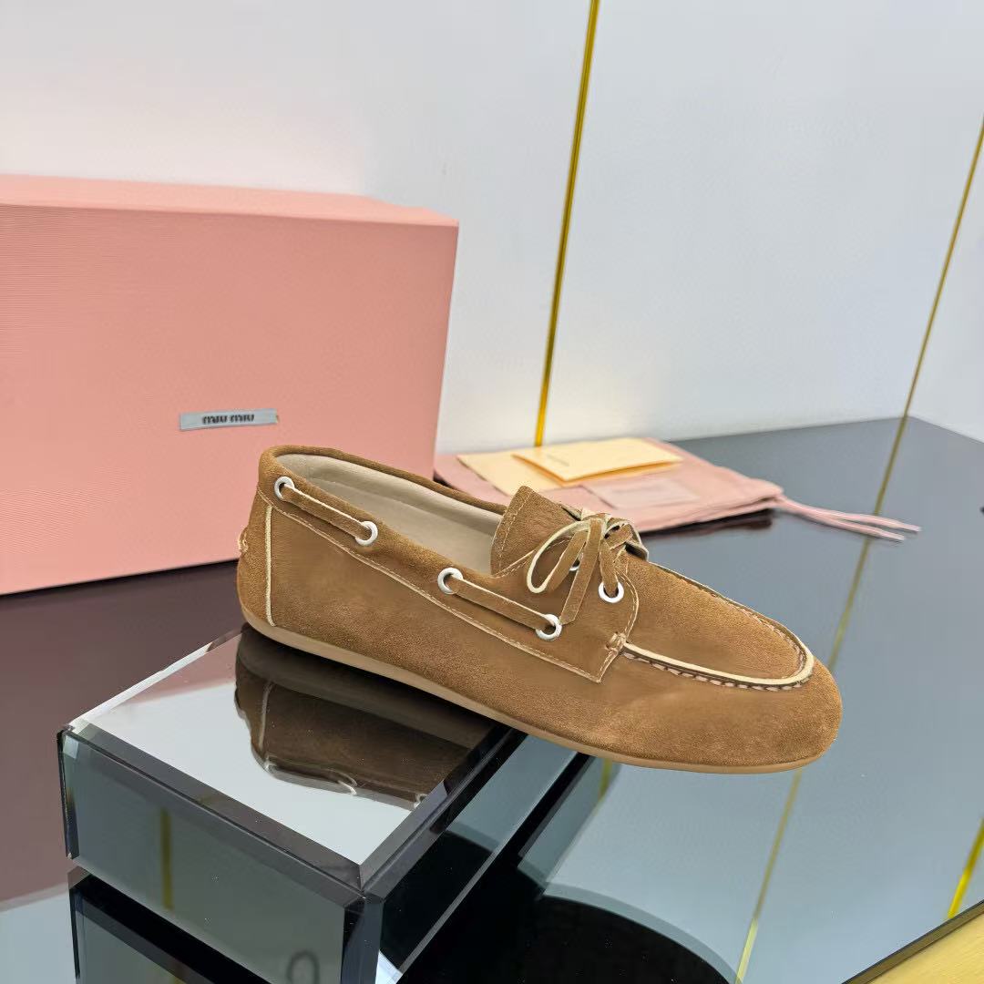 Miumiu Loafer Brown Suede Leather 250598