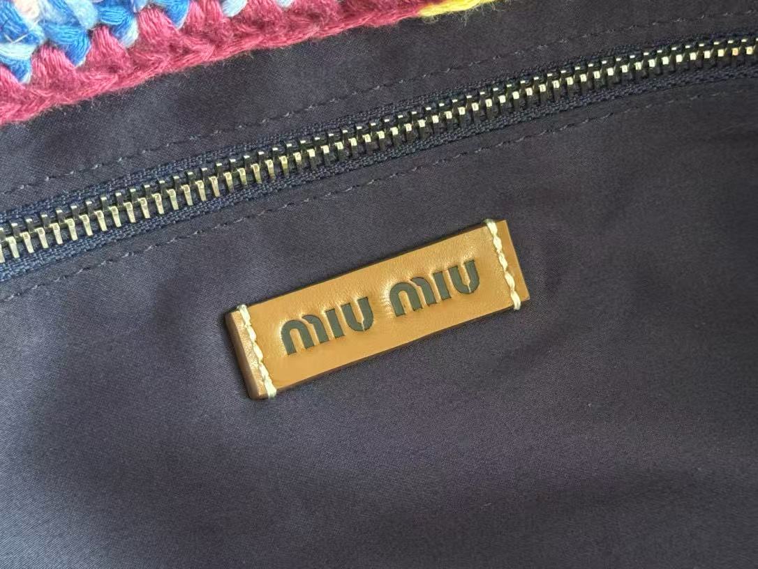 Miumiu Bag 40cm Multicolor Straw-woven And Cotton