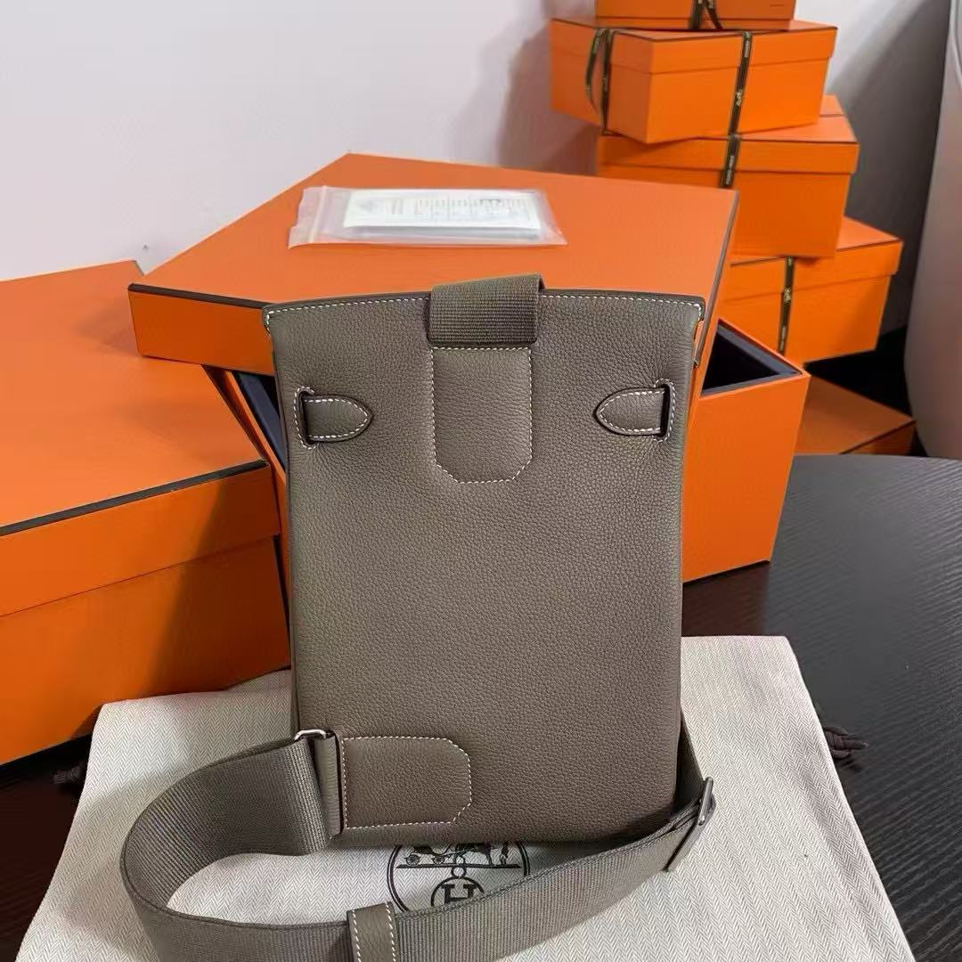 HM 25 Hac a Dos PM Bag Etoupe Silver Togo Leather