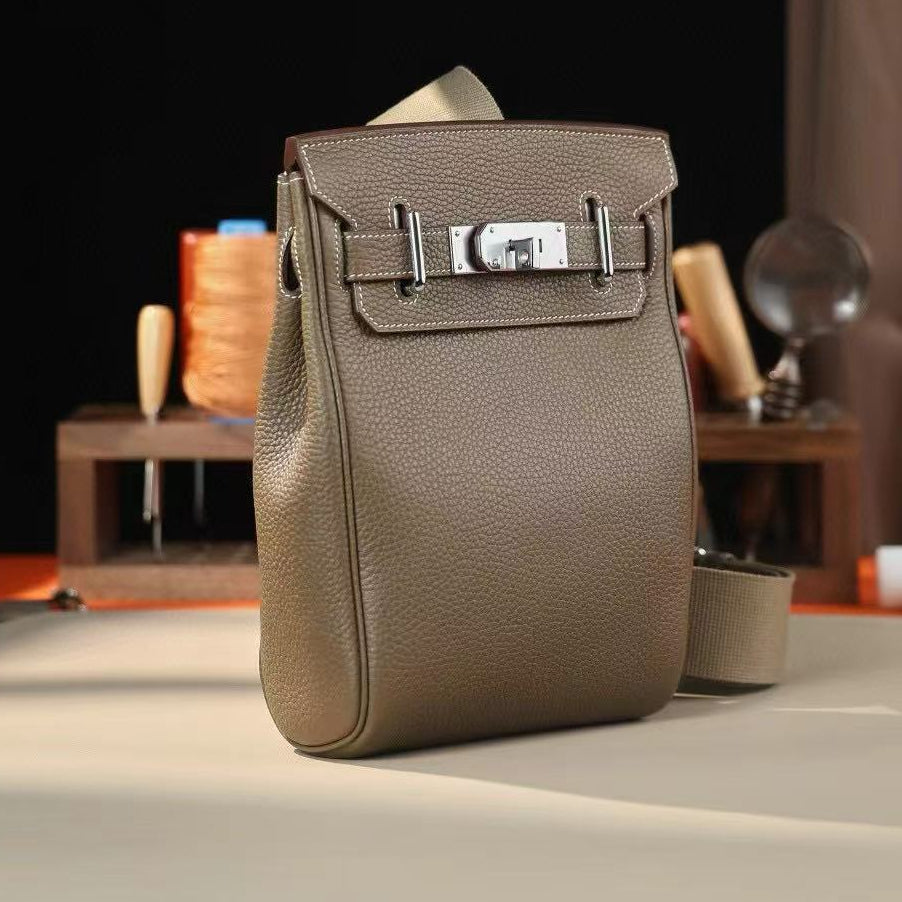 HM 25 Hac a Dos PM Bag Etoupe Silver Togo Leather