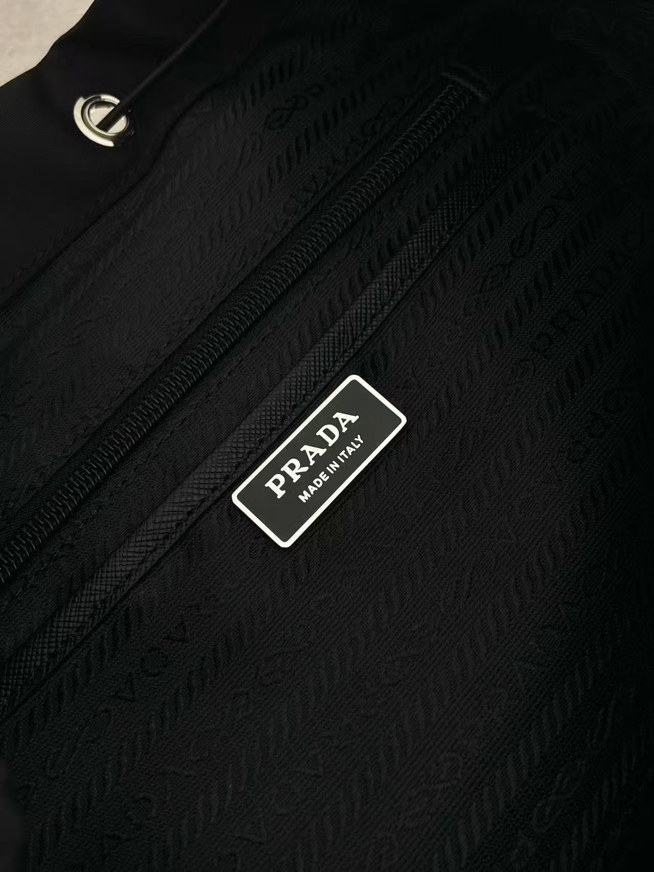 BACKPACK 34.5 IN BLACK RE-NYLON AND SAFFIANO LEATHER TRIM