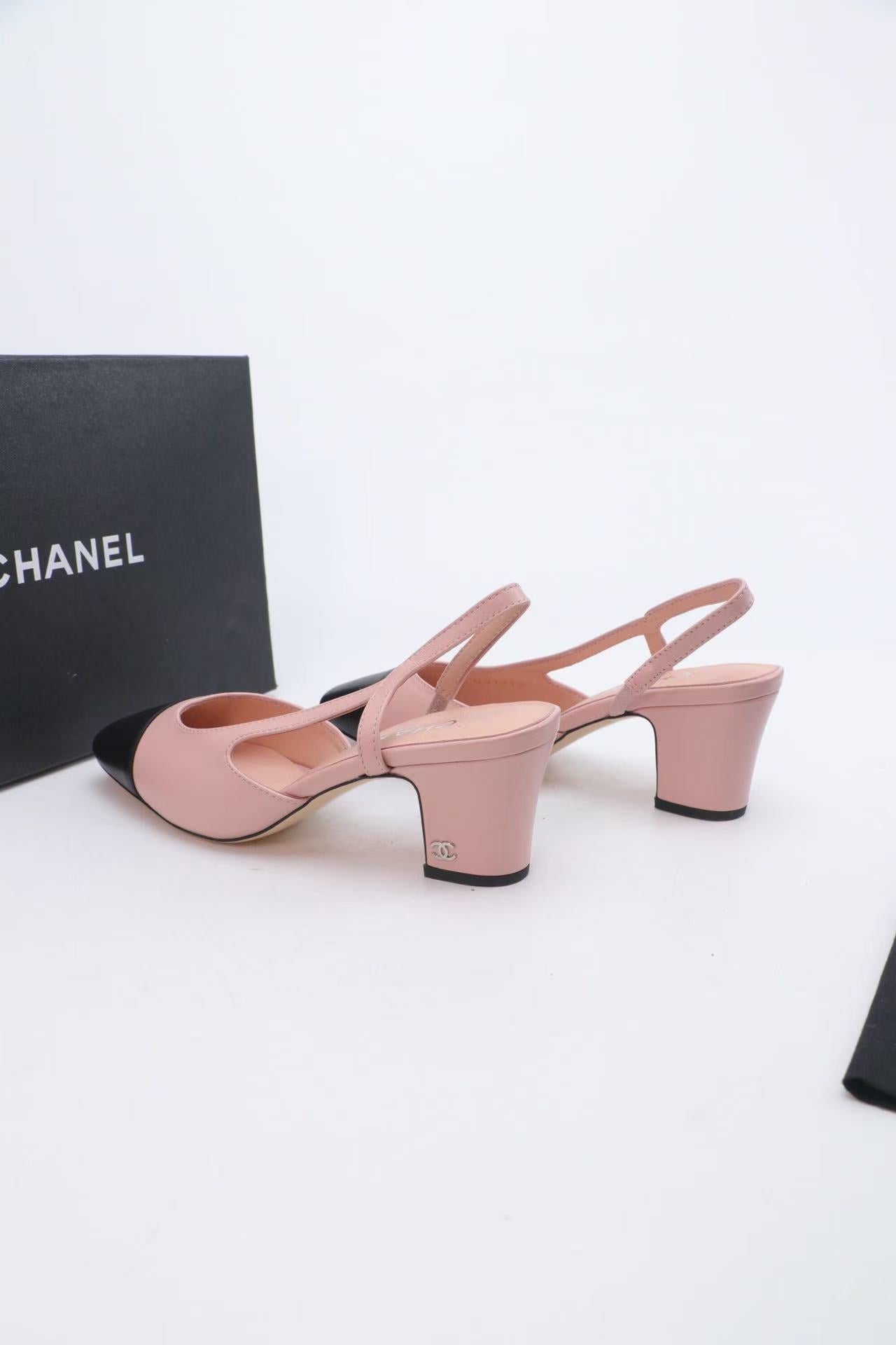 Chanel 2025 Slingback Pink Black Lambskin