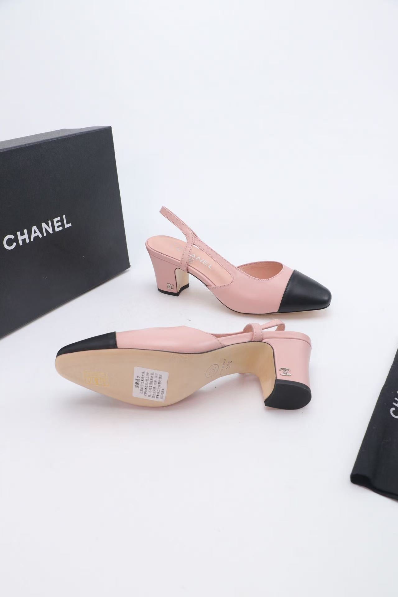 Chanel 2025 Slingback Pink Black Lambskin