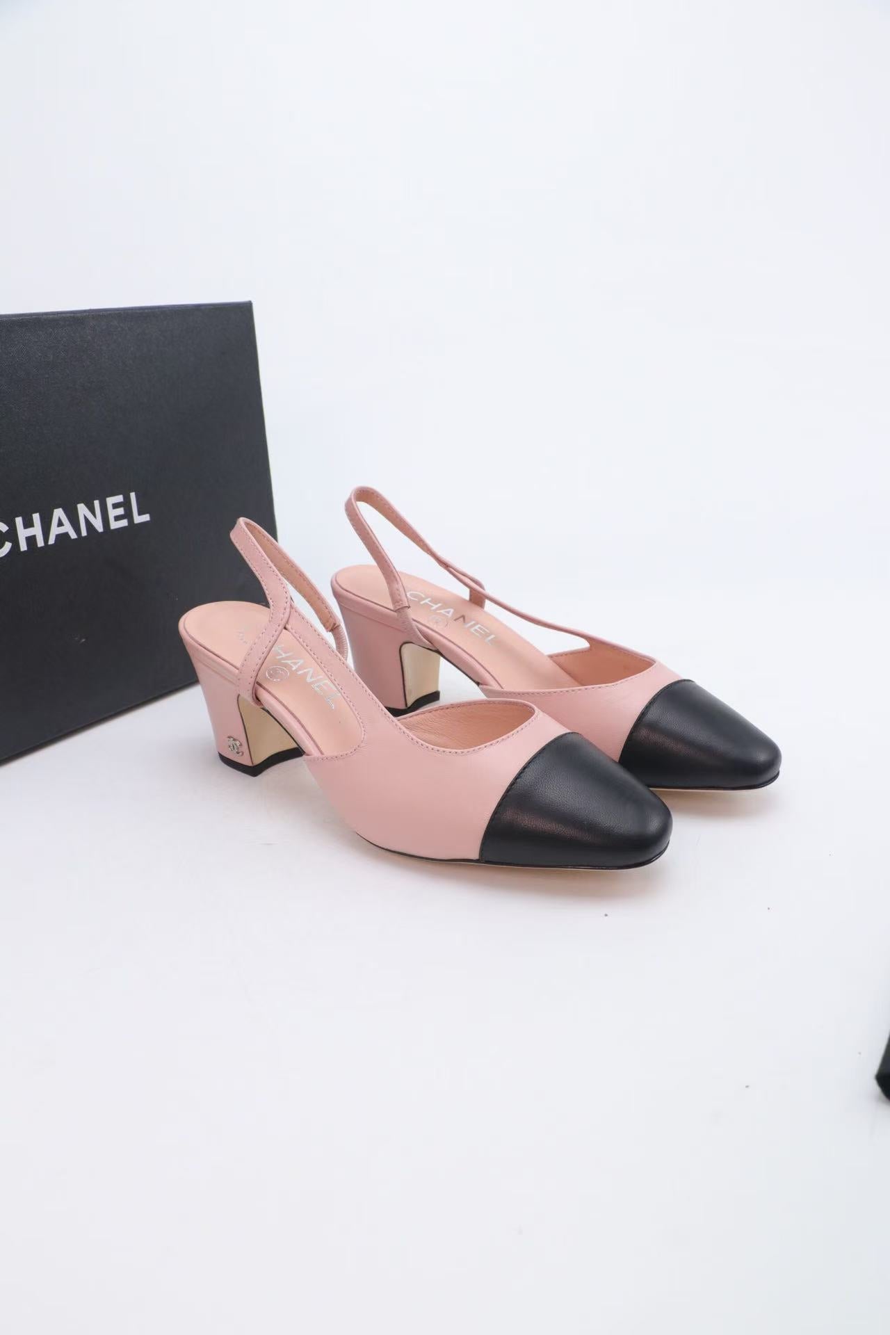 Chanel 2025 Slingback Pink Black Lambskin